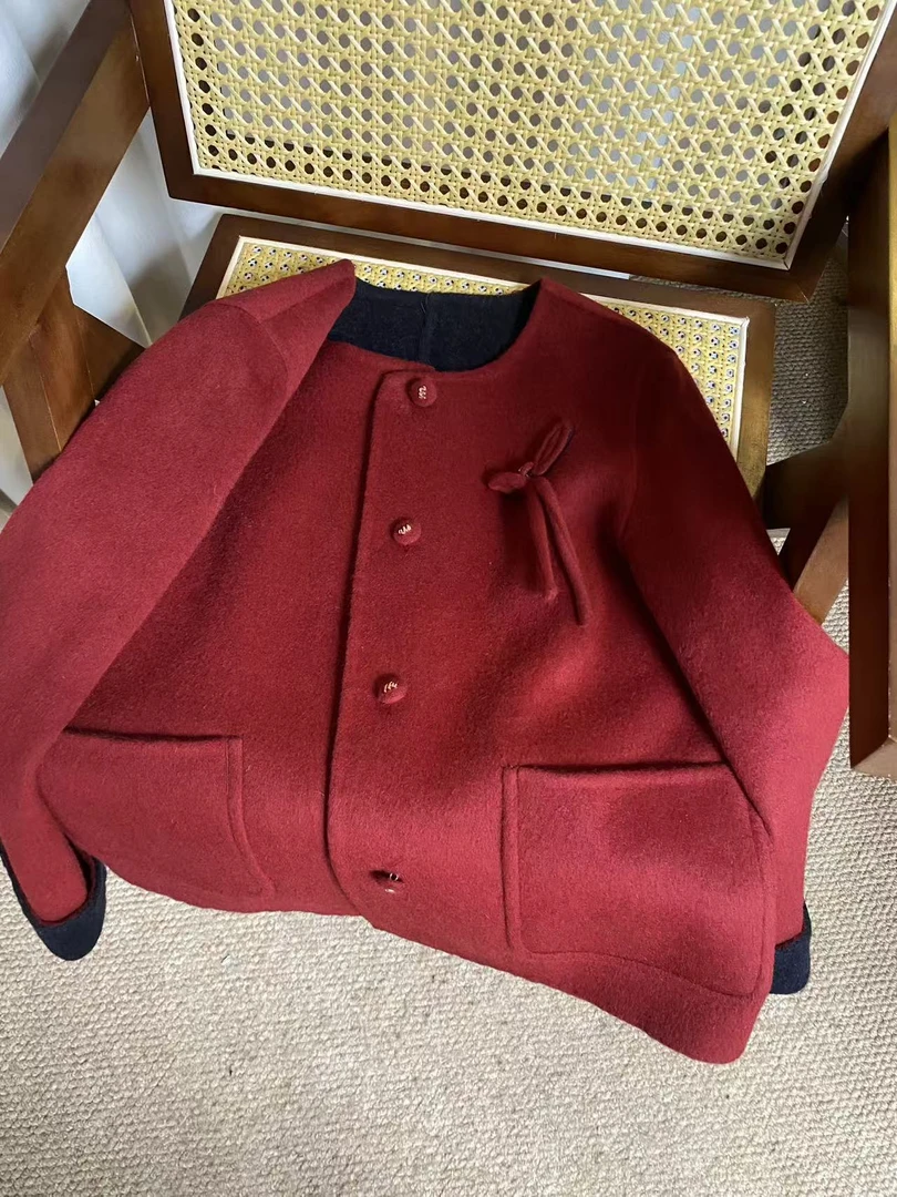 【慧慧精选】秋冬季新品 双面双色短款双面羊绒大衣