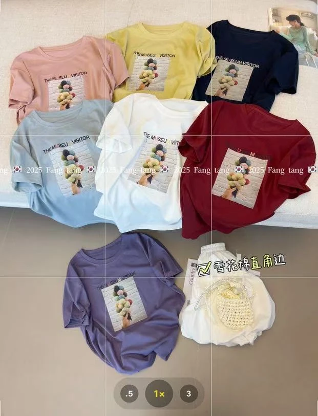 【韩衣舍】冰淇淋图案印花吸汗短袖字母T恤夏季时尚休闲