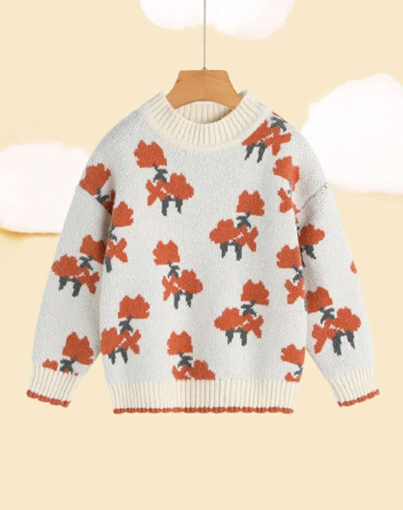W5 丽子家 品牌 男女童针织衫棉棉花朵