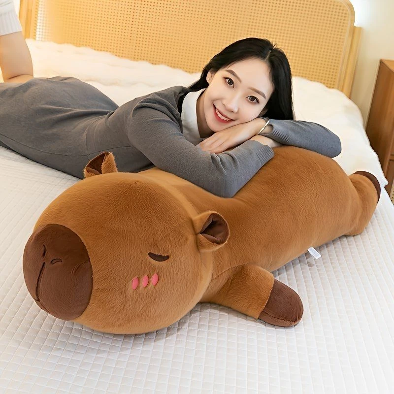 70CM趴趴卡皮巴拉毛绒玩具正品毛绒长条睡觉抱枕超可爱送生日礼物