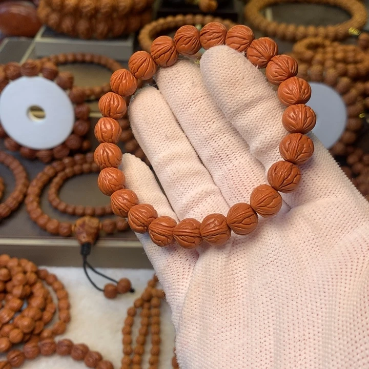 小***.桃核手串秦岭龙纹