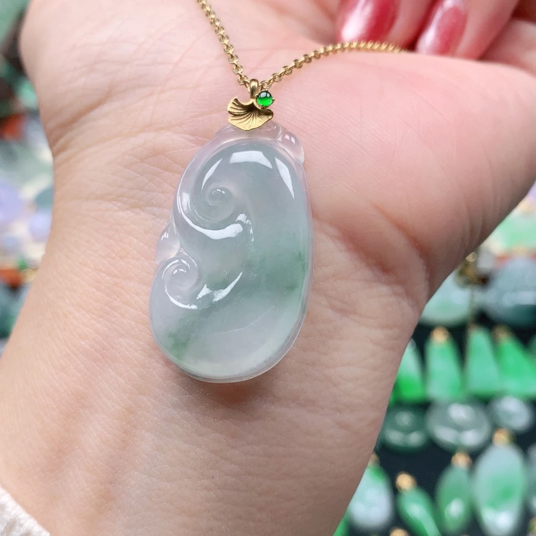 吊坠(不含链)18K金镶嵌翡翠