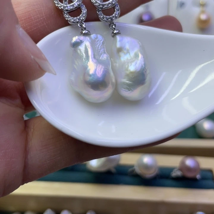 淡水珍珠耳饰合金