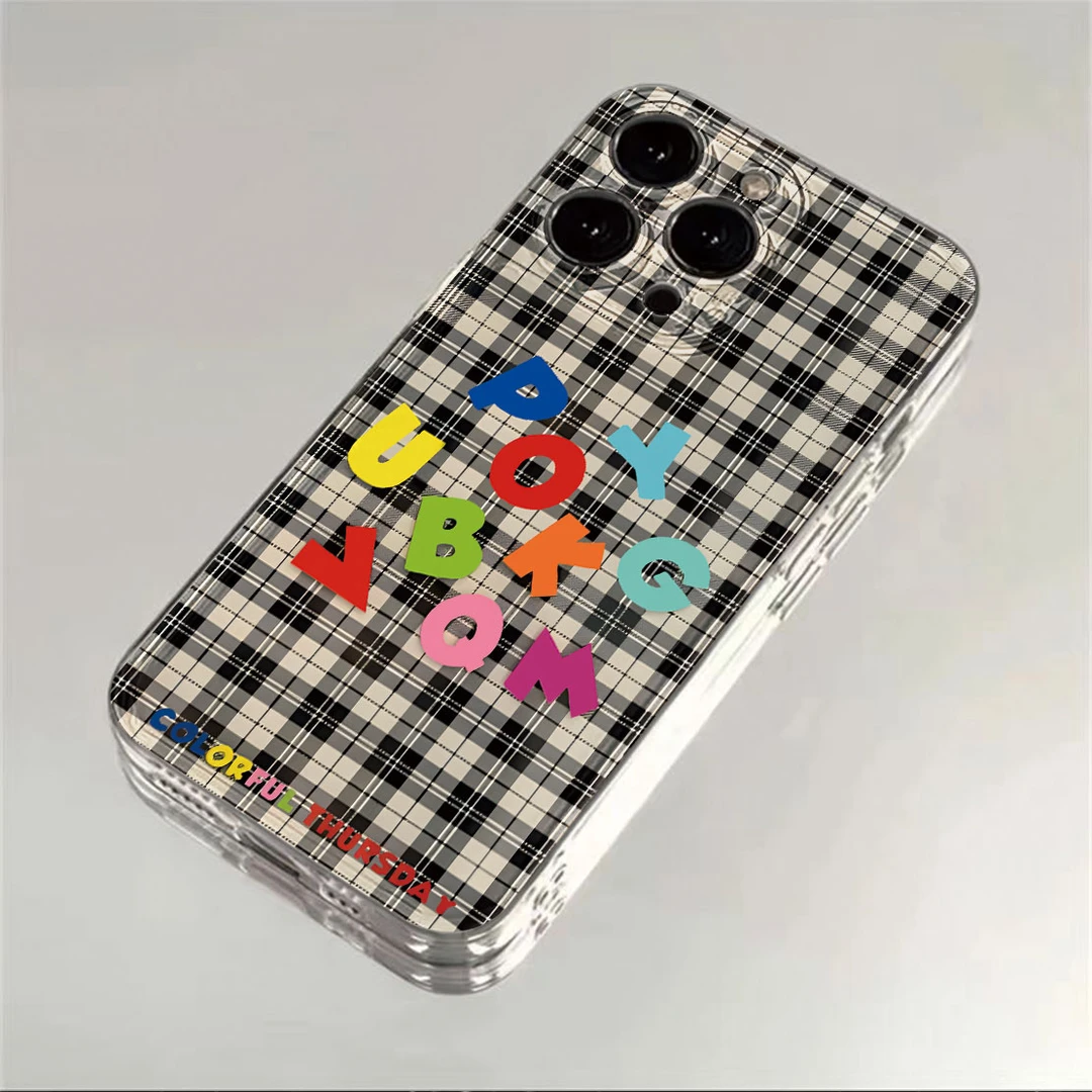 多巴胺字母格纹适用iPhone16小米15华为苹果14promax手机壳12太空