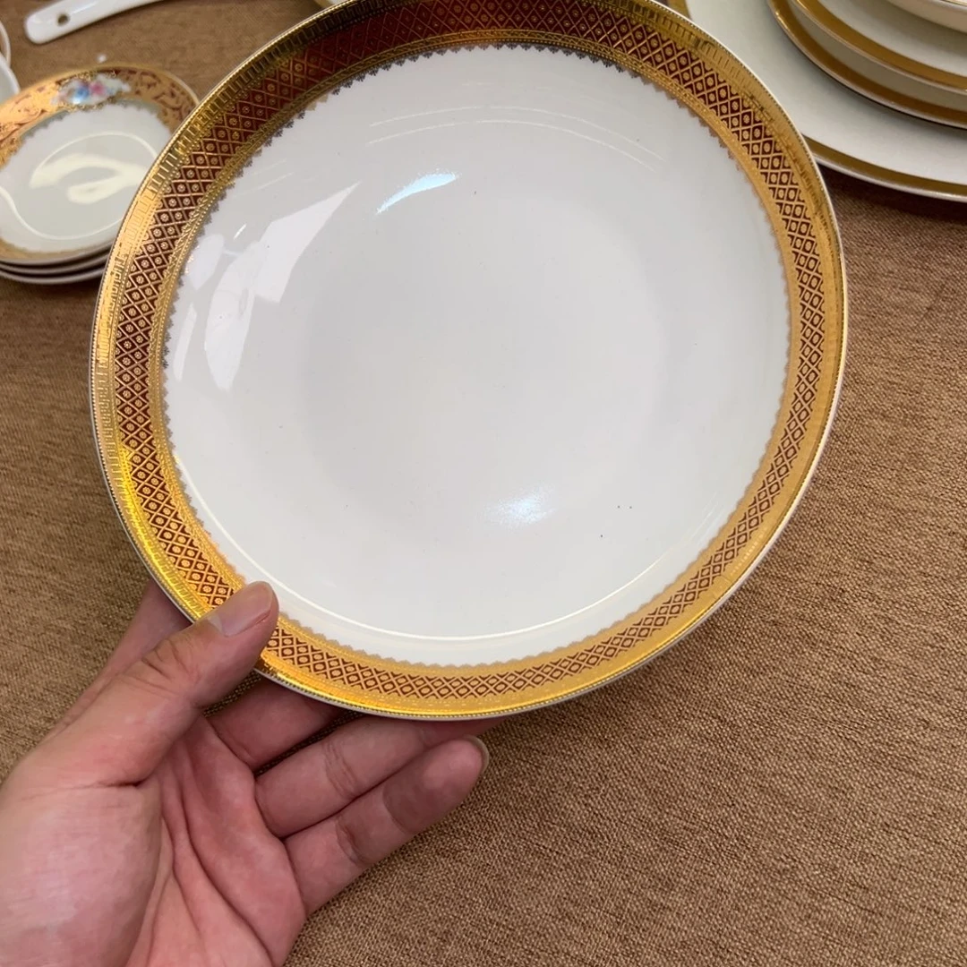 瓷片8寸深菜盘两个一单尾单