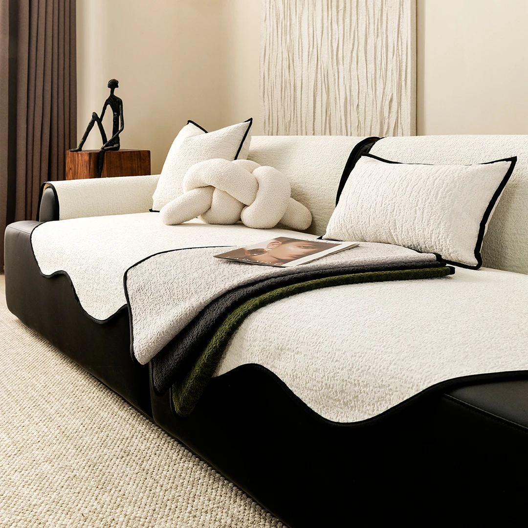 （香颂）四季通用沙发垫2025新款异形防滑雪尼尔沙发盖布巾纯色垫子