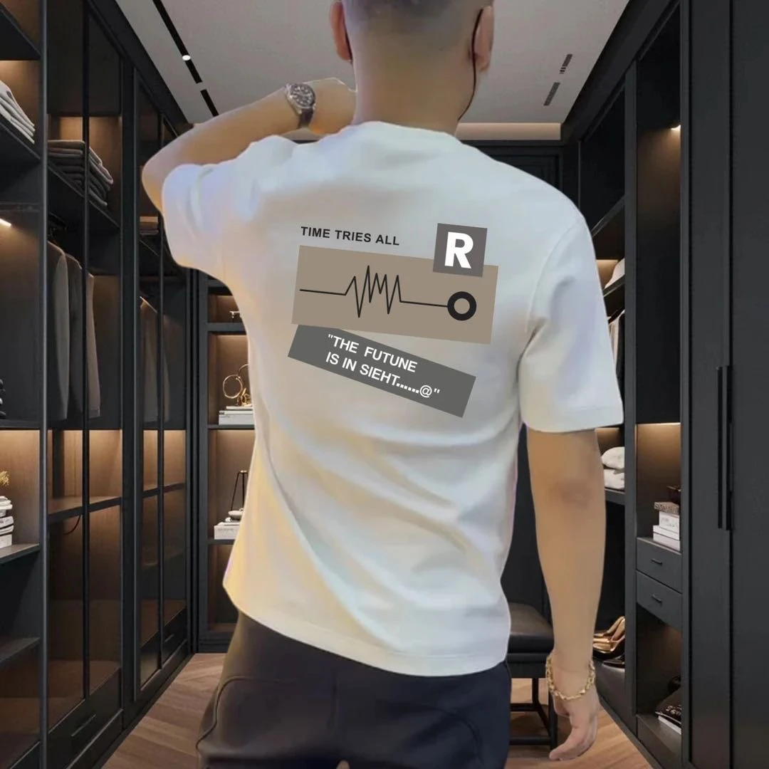 夏季男士时尚上衣潮流修身圆领打底衫百搭帅气t恤男装休闲个性