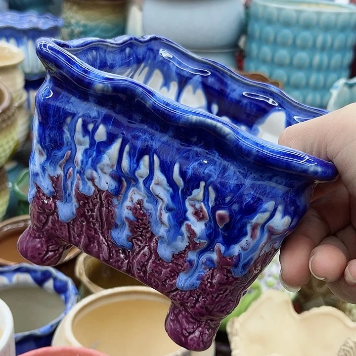 多肉绿植陶瓷花盆9.9包邮，有孔