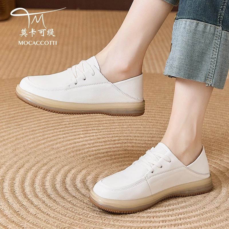 真皮小白鞋女2025年新款春季百搭护士鞋孕妇鞋牛筋底软底平底单鞋