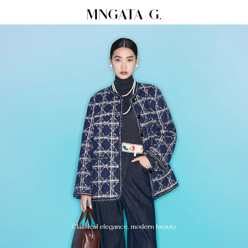 MNGATA G.宫小妍【白鹅绒·八角孔编】新中式小香风秋冬外套5062551