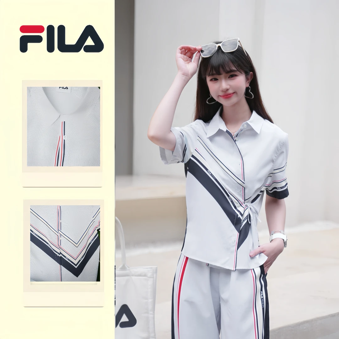 FILA/斐乐女装夏新款休闲高质设计感气质短显瘦袖衬衫F11W534402F