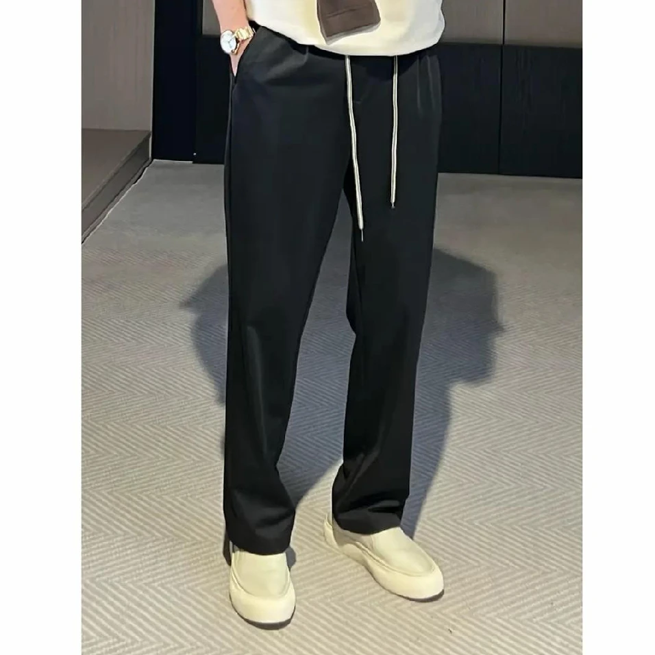 2025夏季高品质亲肤舒适垂感直筒运动休闲裤男宽松轻奢长裤子薄款