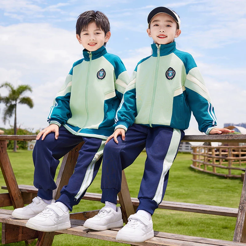 B291绿色拼接运动套装男女同款(没有徽章)