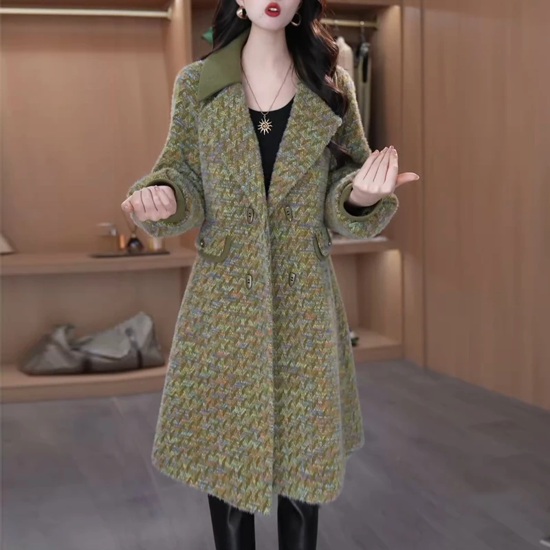 时尚减龄女士休闲毛呢外套2025秋冬新款气质百搭显瘦加厚保暖大衣