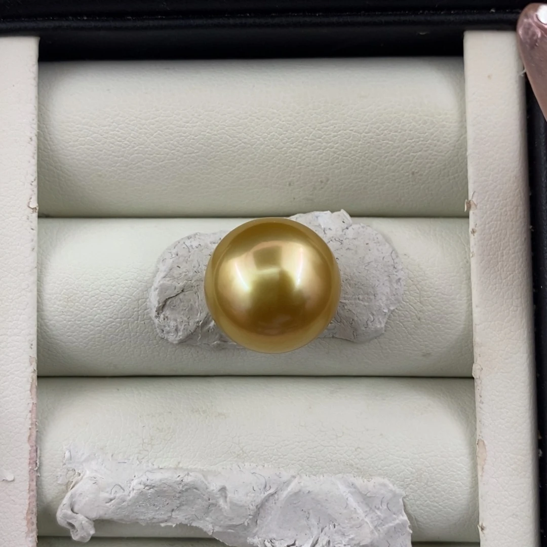 未镶嵌海水珍珠裸珠15-16mm南洋金珠浓茶金