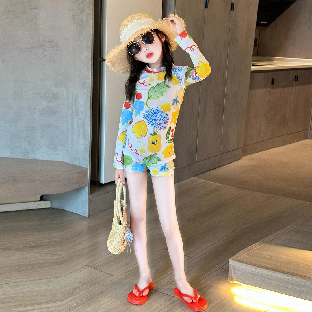 女童温泉泳衣2025新款洋气大童防晒多巴胺连体泳泳衣儿童夏季泳装