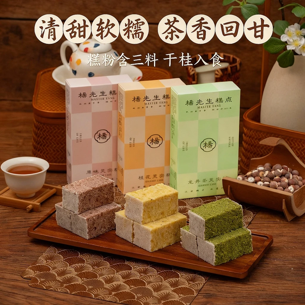 【杨先生】芡实糕 原味/桂花味/龙井味200g*3盒BD