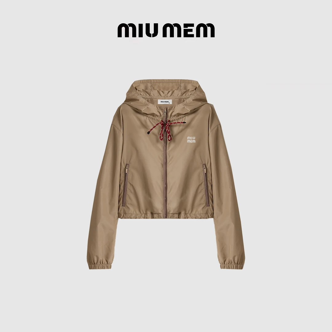 新款时尚字母刺绣抽绳连帽衣百搭夹克外套女SM3700