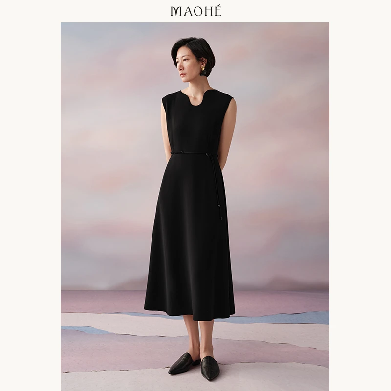【Susie】MAOHE茂禾 肌理醋酸异形领连衣裙2025夏装新款25MH62745