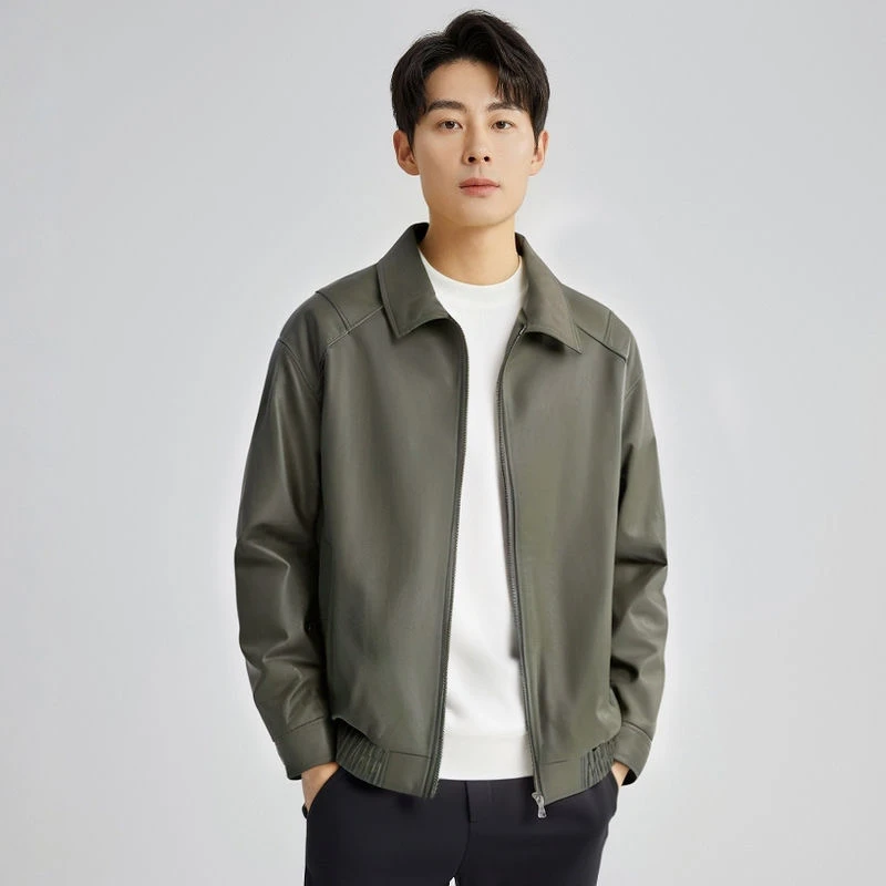 【成熟男人】卓伦派凡春季荔枝纹男士高级翻领时尚哑光男夹克Z88009