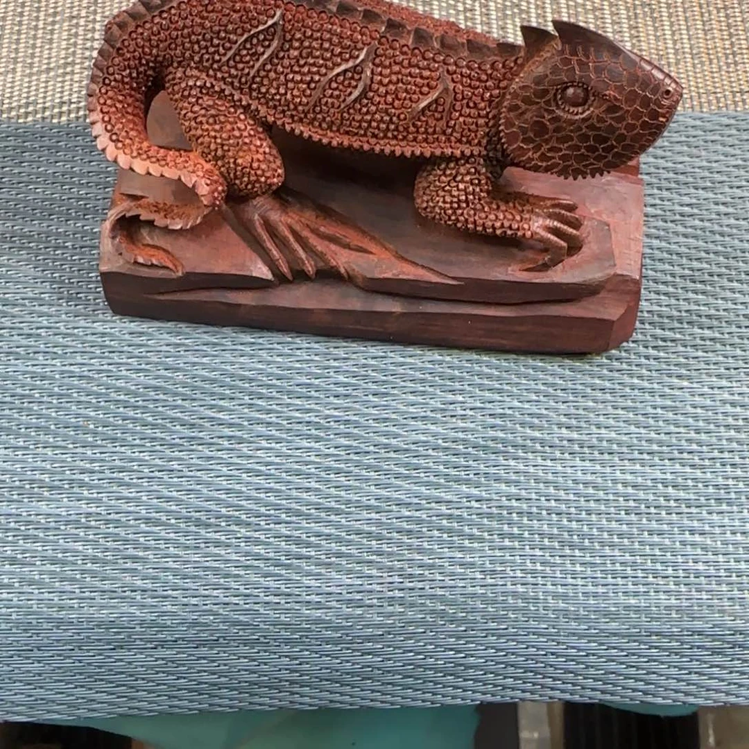 木臧****肉小叶雕刻件蜥蜴雕刻