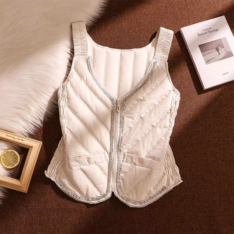 高级感气质轻薄羽绒背心女秋冬叠穿内搭保暖显瘦内搭排骨马甲上衣