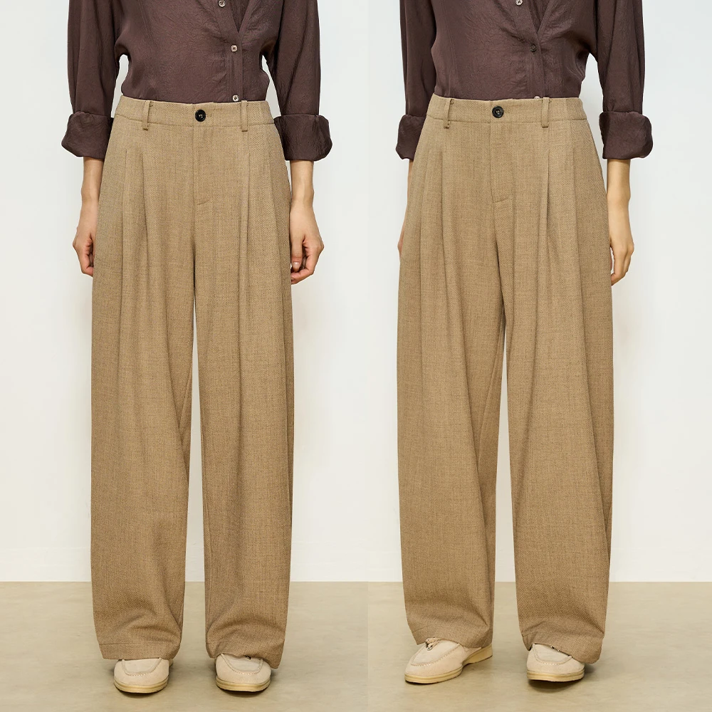 张小某梨形定制 休闲透气后松紧收褶拖地西裤 1834