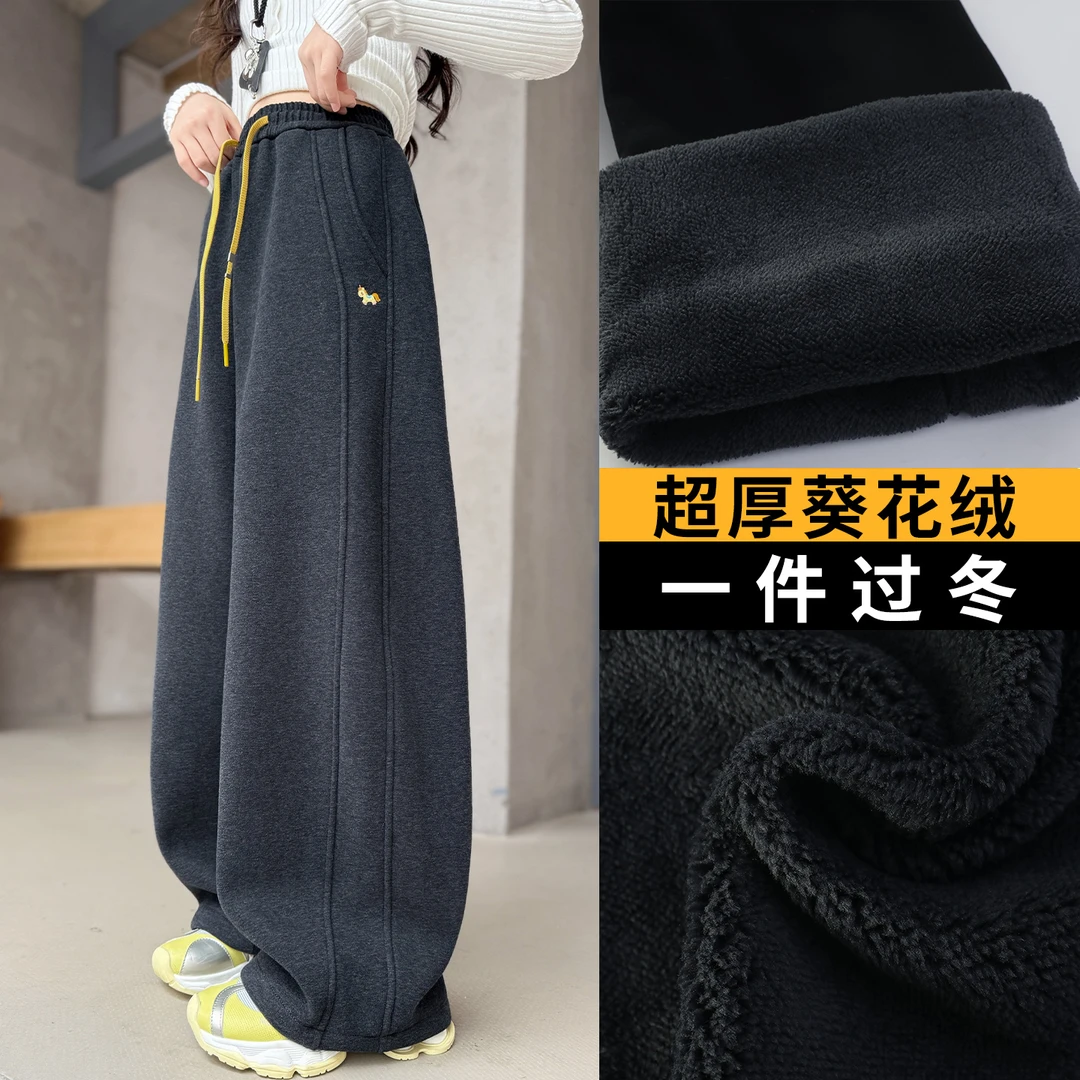 女童冬季加绒裤子2025新款女中大童11岁加厚休闲裤12儿童13长裤冬
