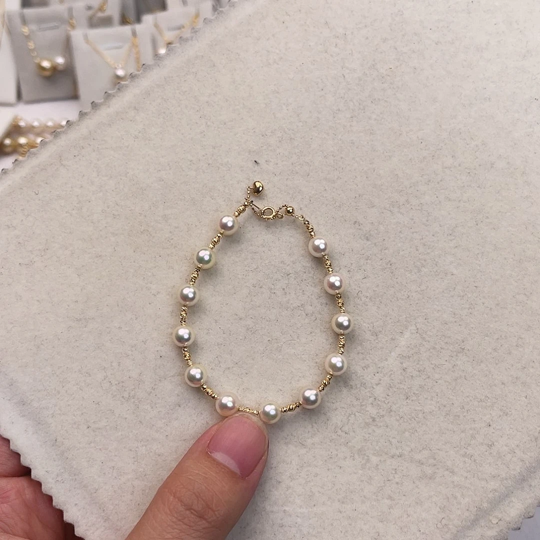 18K金镶嵌海水珍珠手绳