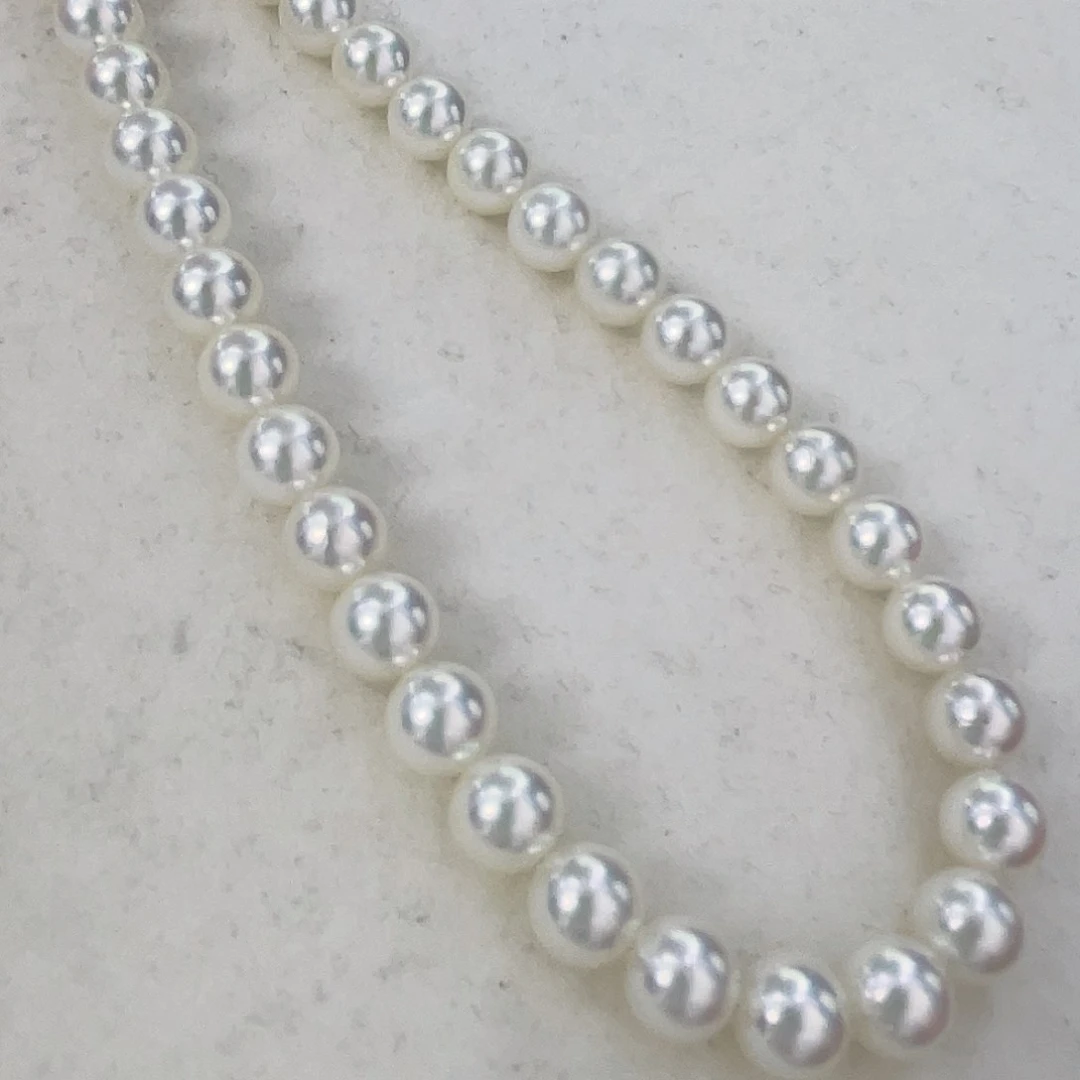 海水珍珠颈饰银S925镶嵌7.5-8日本花珠带证书