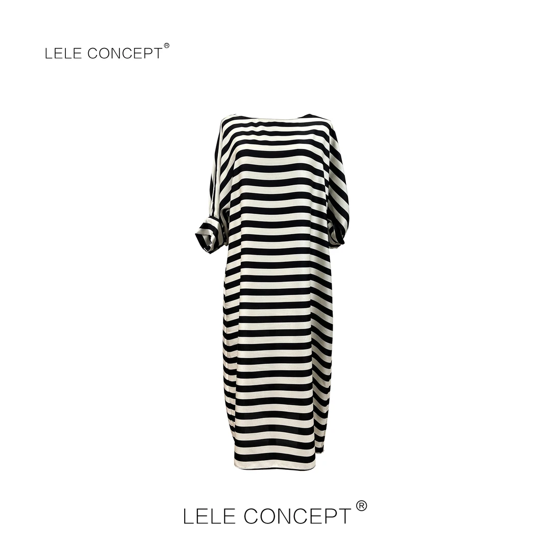 LELE CONCEPT丨【美超】减龄轻奢款六分袖条纹连衣裙Q0649