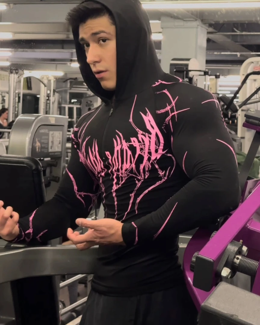 Breathedivinity黑武士运动健身连帽长袖半拉链紧身速干男女同款