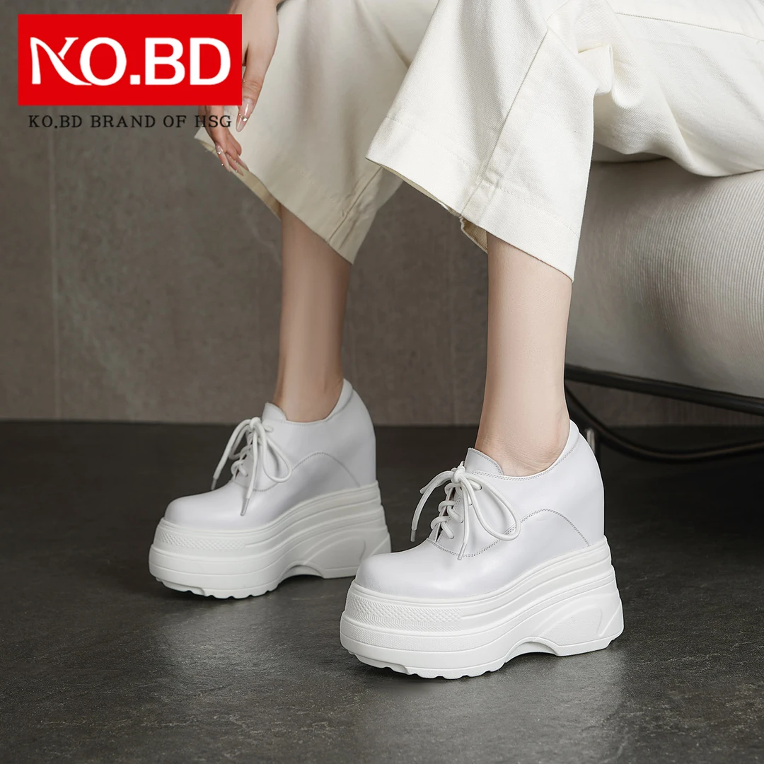 明星同款小白鞋女款2025新款厚底松糕鞋14cm内增高休闲单鞋A062