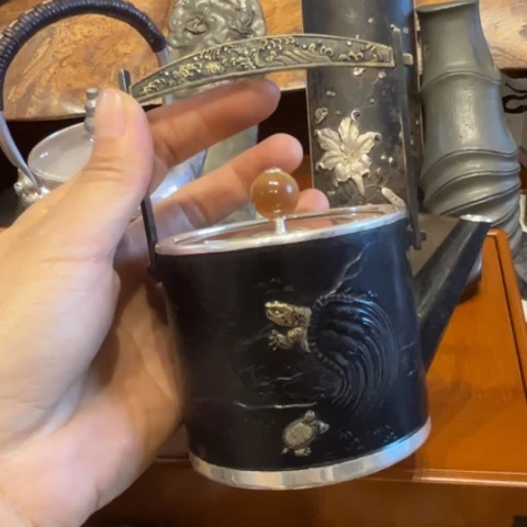蜜安罐瓷香炉锡茶则
