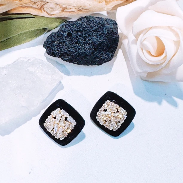 铜合金锆石耳饰 耳环时尚百搭—-耳环一耳钉