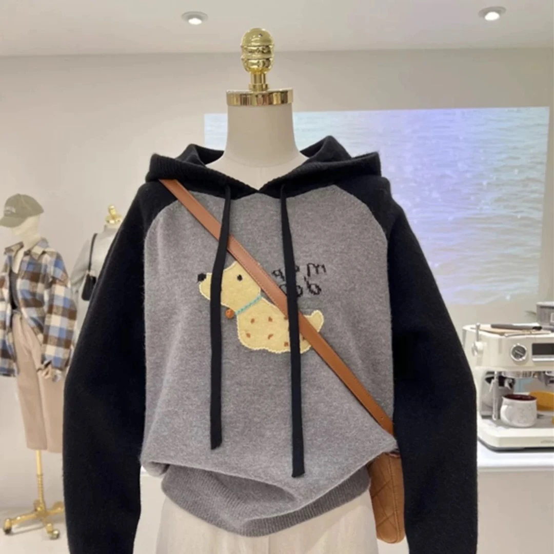 【青苍】秋冬新款连帽韩版宽松显瘦针织毛衣CCC11273