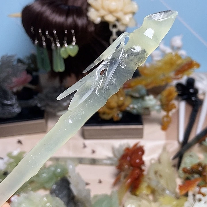 岫玉未镶嵌发簪发簪