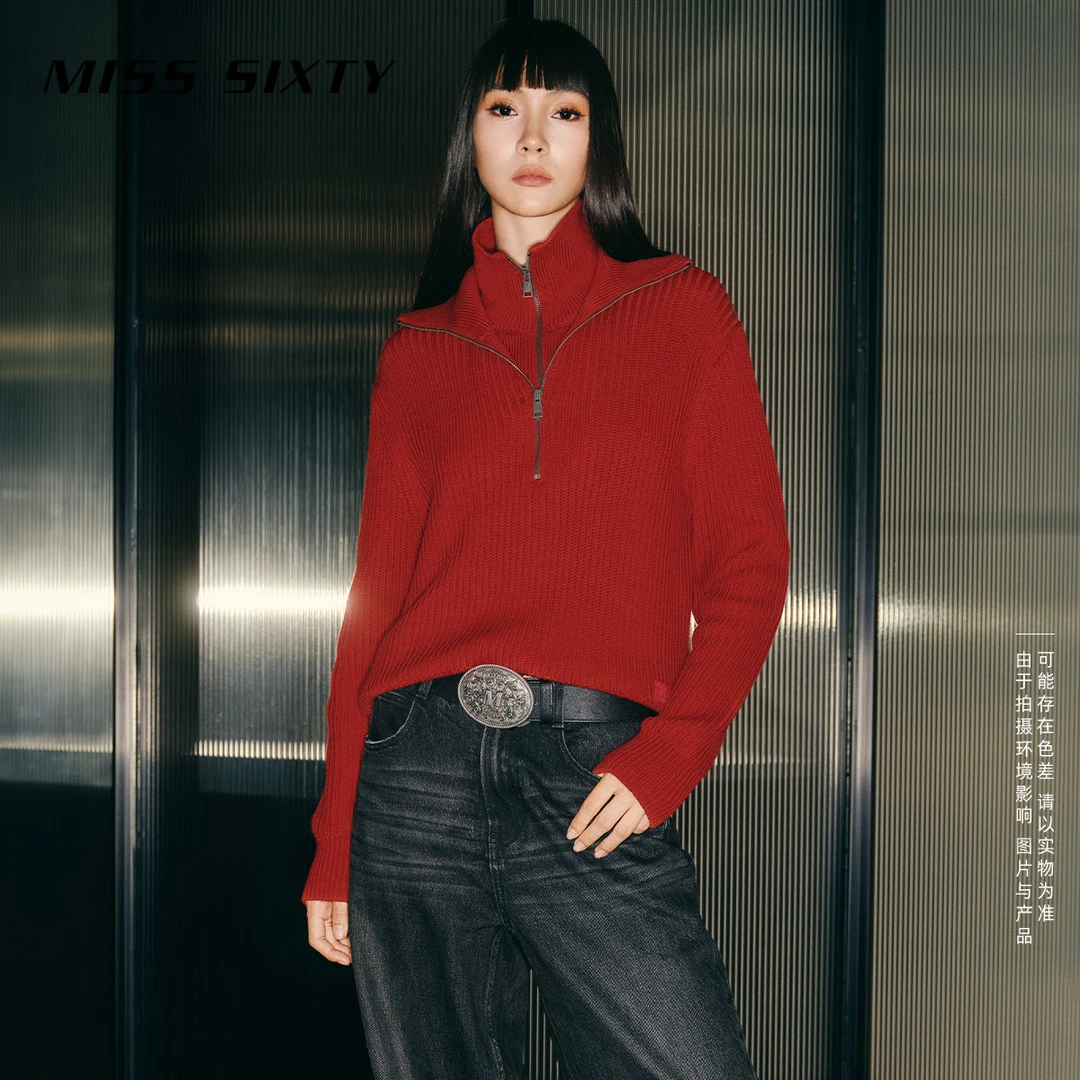 【赵老板专属】Miss Sixty2024秋季新款针织衫假两件绵羊毛衣0063