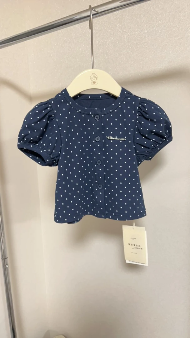 福利半袖 藏青色夏季新款女童泡泡袖短袖吸汗透气