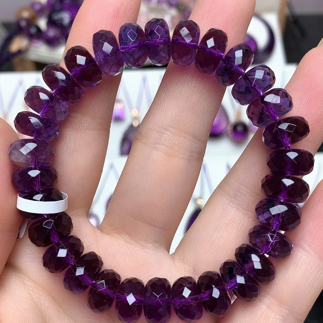 紫晶珠宝半成品未镶嵌L 乌拉圭毕业级算盘手串11mm
