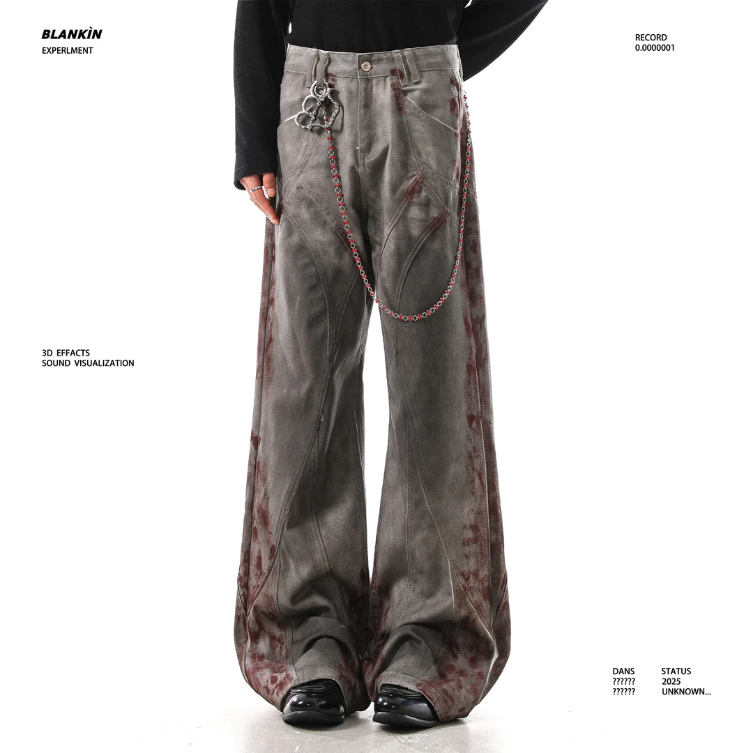 BLANKIN 锈刃脏染牛仔裤cleanfit小众潮牌设计宽松直筒解构长裤男