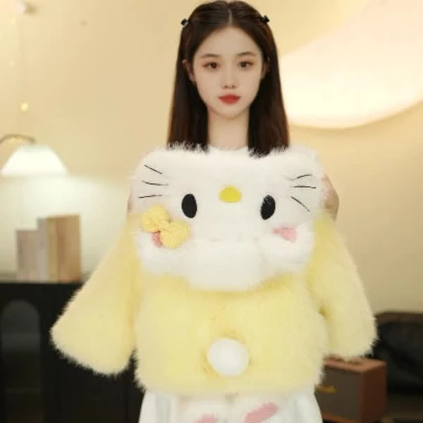 【2025新款小黄喵】冬季可爱萌宝卡通草草冬款毛绒保暖加绒加厚外套