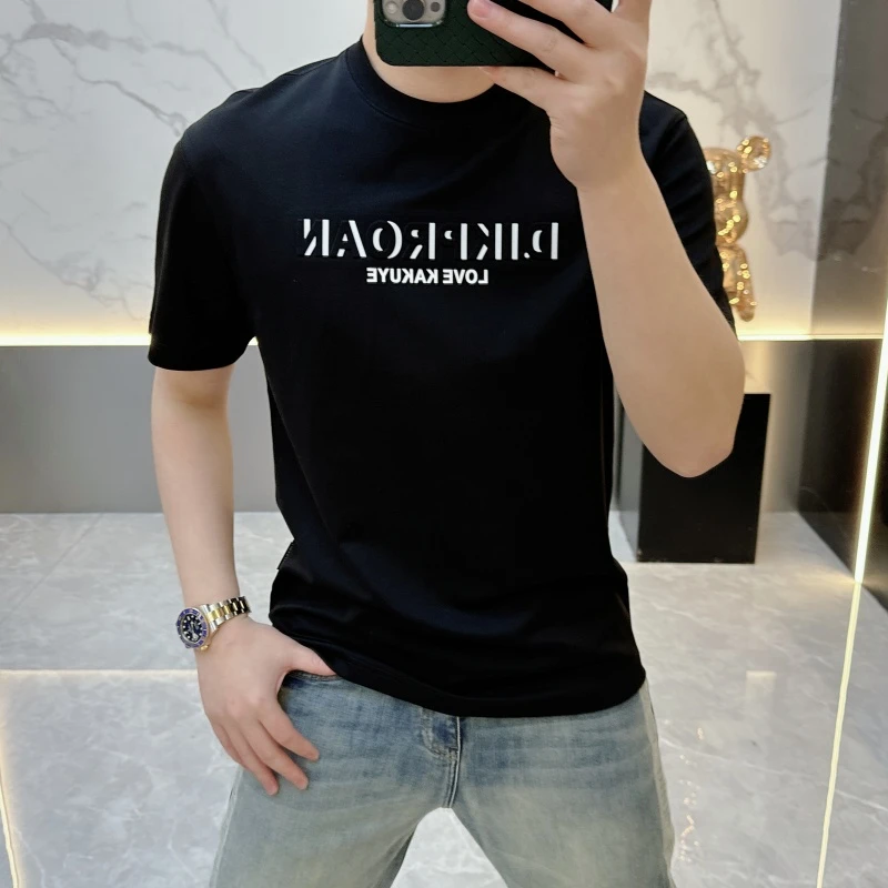 BX高端.轻奢名品男士圆领凹凸字母印花帅T恤时尚潮流2025夏季新款