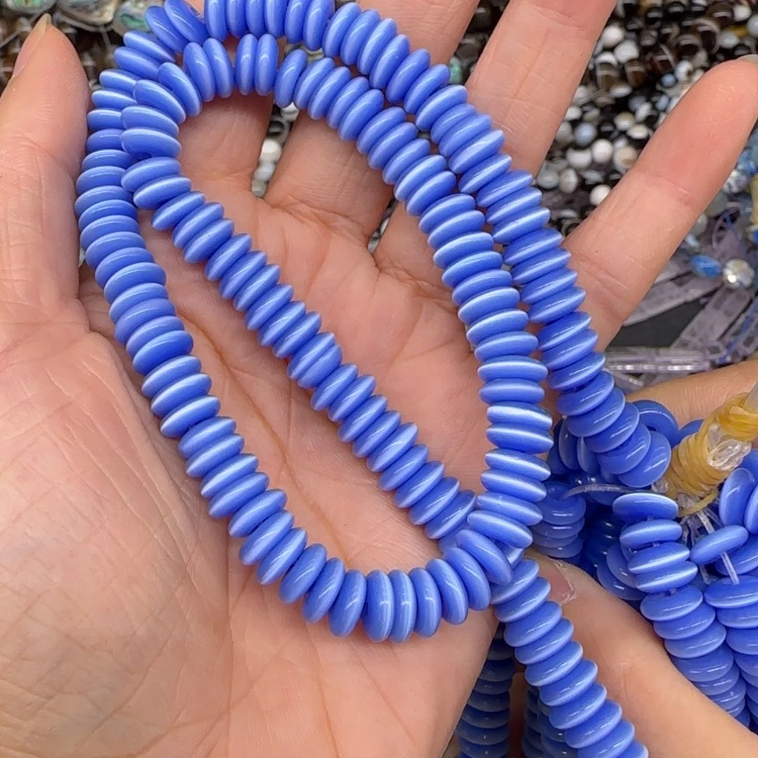 玛瑙/玉髓合金珠宝半成品猫眼算盘8mm一条