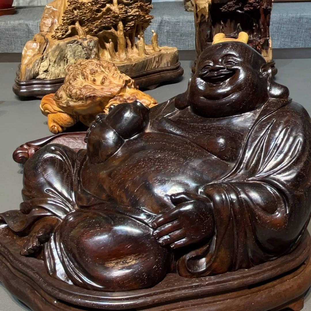 酱***爆交趾黄檀（大红酸枝）弥勒香炉摆件工艺品