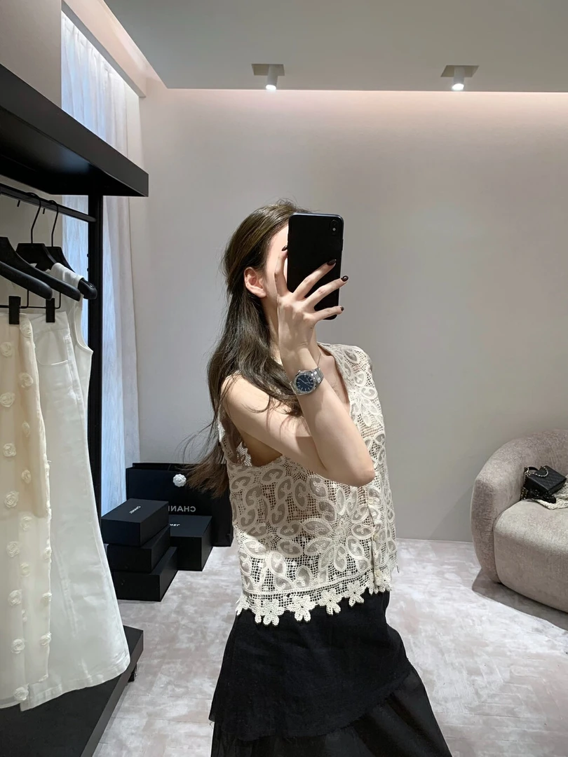 夏上新！韩系超贵重工蕾丝叠穿单穿出片针织衫女款爆款2025新款