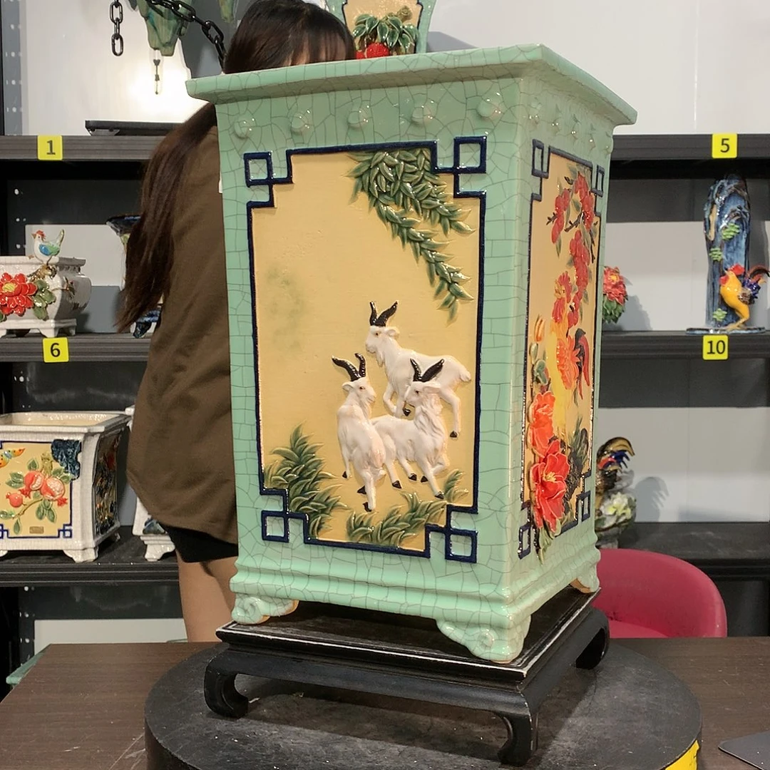 鲨***鲨高温烧制石湾盆花盆