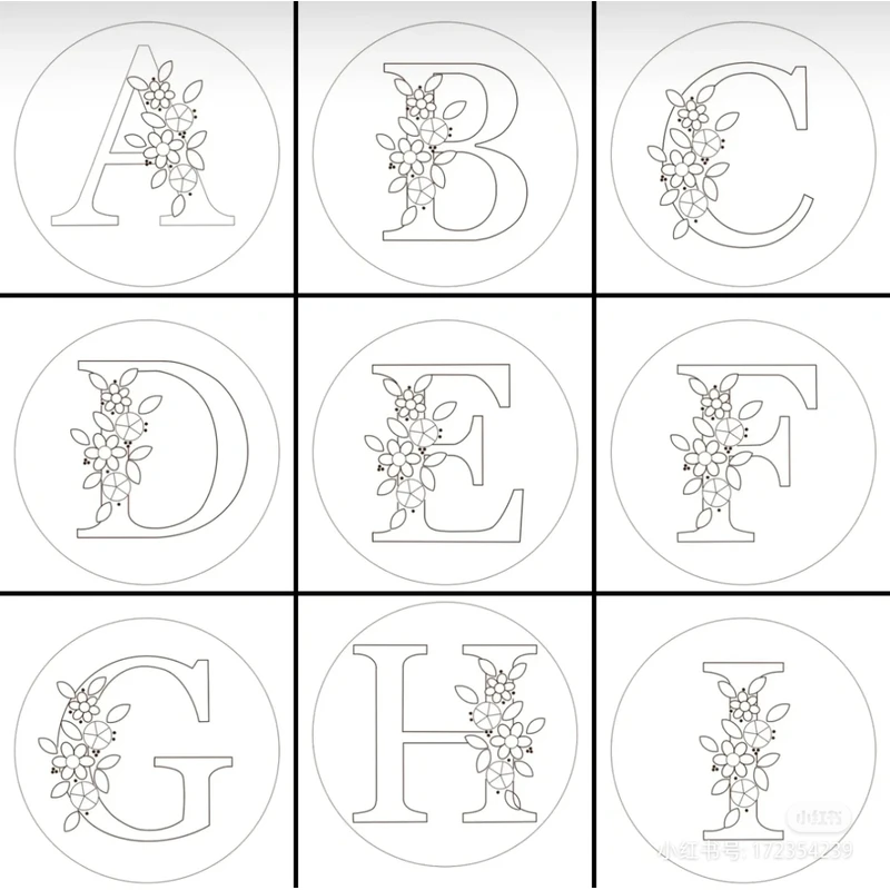 晗颖手工 玩偶模板26英文字母包包改造相框 刺绣刺子绣模板