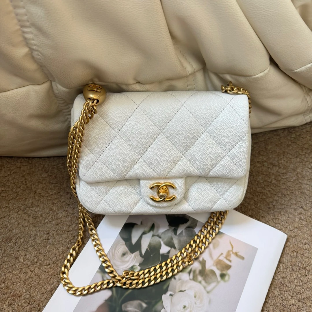 95新 Chanel/香奈儿 白金 荔枝方胖子单肩包/681084841