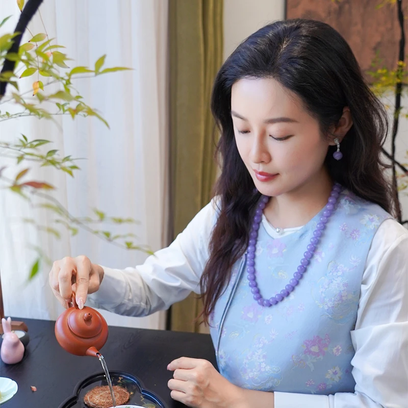 【高级定制】翠裳·宋锦蓝紫花新中式国风马甲